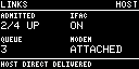 LINKS, HOST; ADMITTED: 2/4 UP; IFAC: ON; QUEUE: 3; MODEM: ATTACHED; HOST DIRECT DELIVERED
