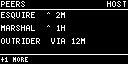 PEERS, HOST; ESQUIRE  ^ 2M; MARSHAL  ^ 1H; OUTRIDER  VIA 12M; +1 MORE